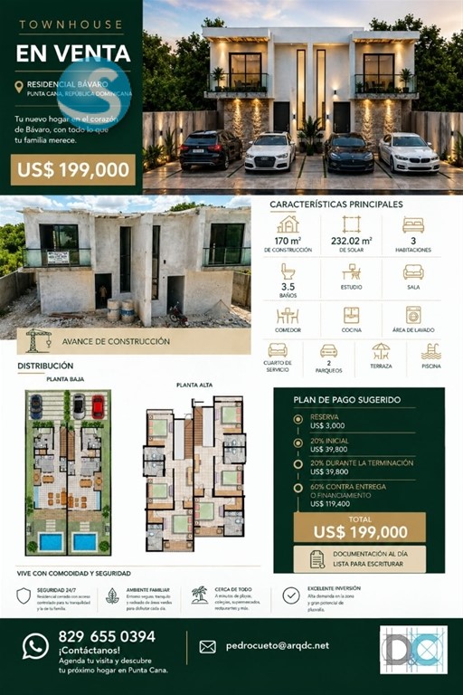 3-Bedroom Townhouse in Bávaro — photo 2