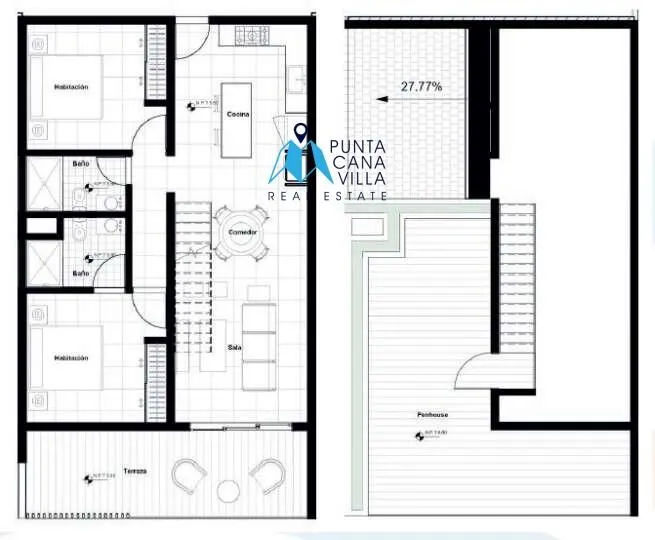 Attractive Two-Bedroom Penthouse For Sale In Bavaro, Punta Cana — photo 3