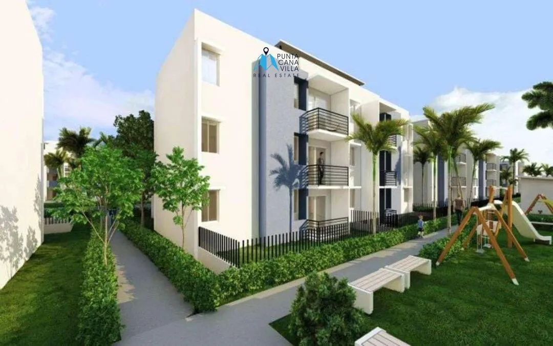 For sale in Punta Cana, two-bedroom condo in Bavaro with pool and amenities