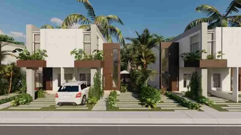 Modern and beautiful Two-bedroom villa for sale with green areas and a clubhouse at Punta Cana
